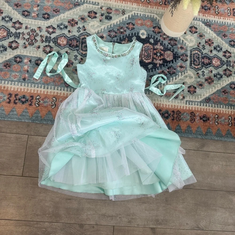 New Nordstrom American Princess Mint Green Sequin Dress Little Girl Size 6